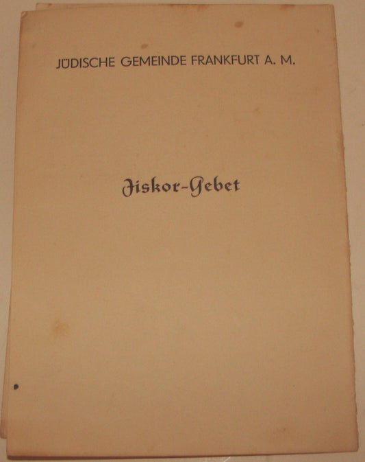 Germany Jewish Judaica Yizkor Mourners Prayer German   Frankfurt