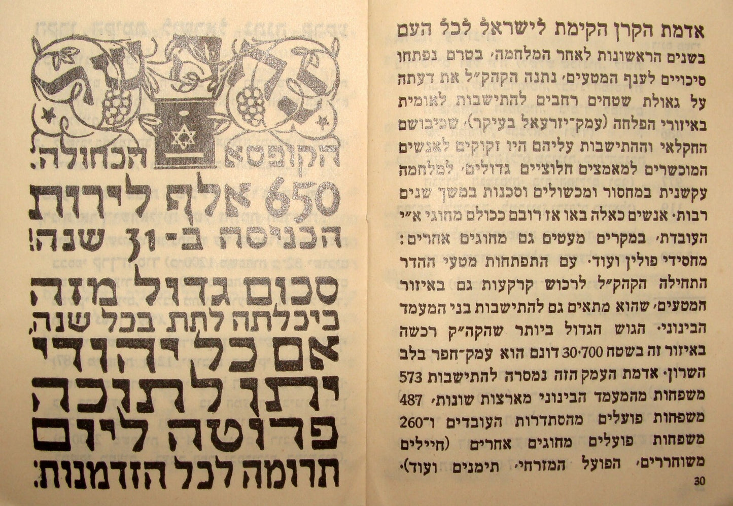 Booklet Palestine National Fund Jewish Judaica 1934 Israel Hebrew Zionist JNF