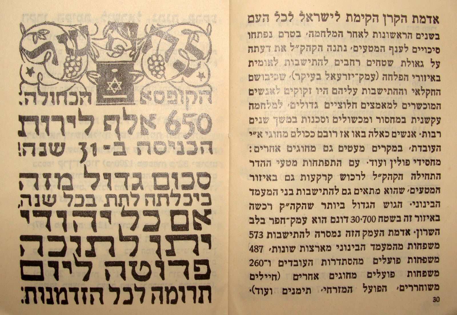 Booklet Palestine National Fund Jewish Judaica 1934 Israel Hebrew Zionist JNF