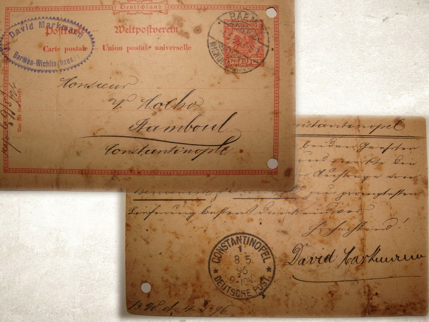 Germany Stamp Jewish 1896 German Post Constantinople Turkey David Markmann