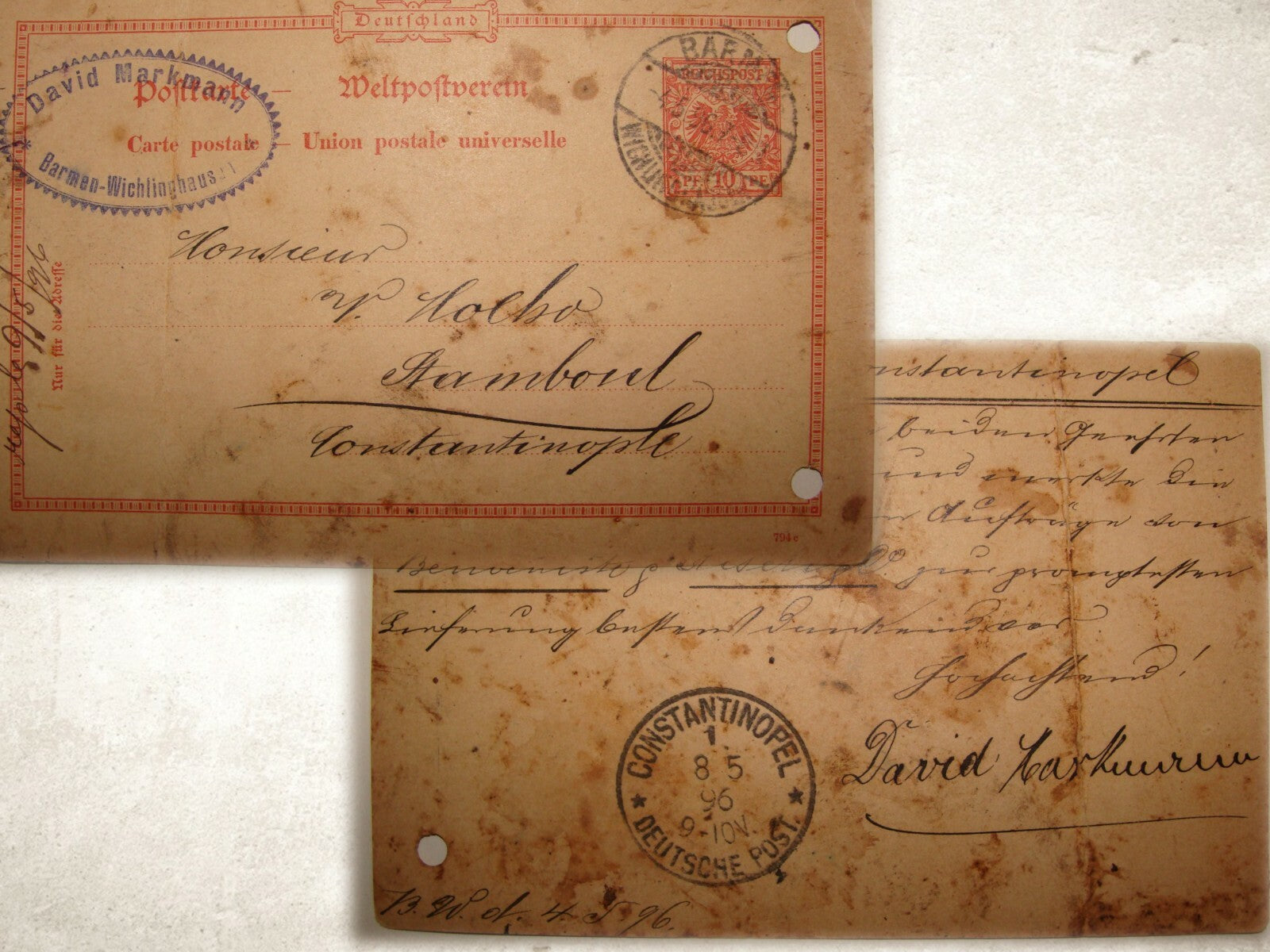 Germany Stamp Jewish 1896 German Post Constantinople Turkey David Markmann