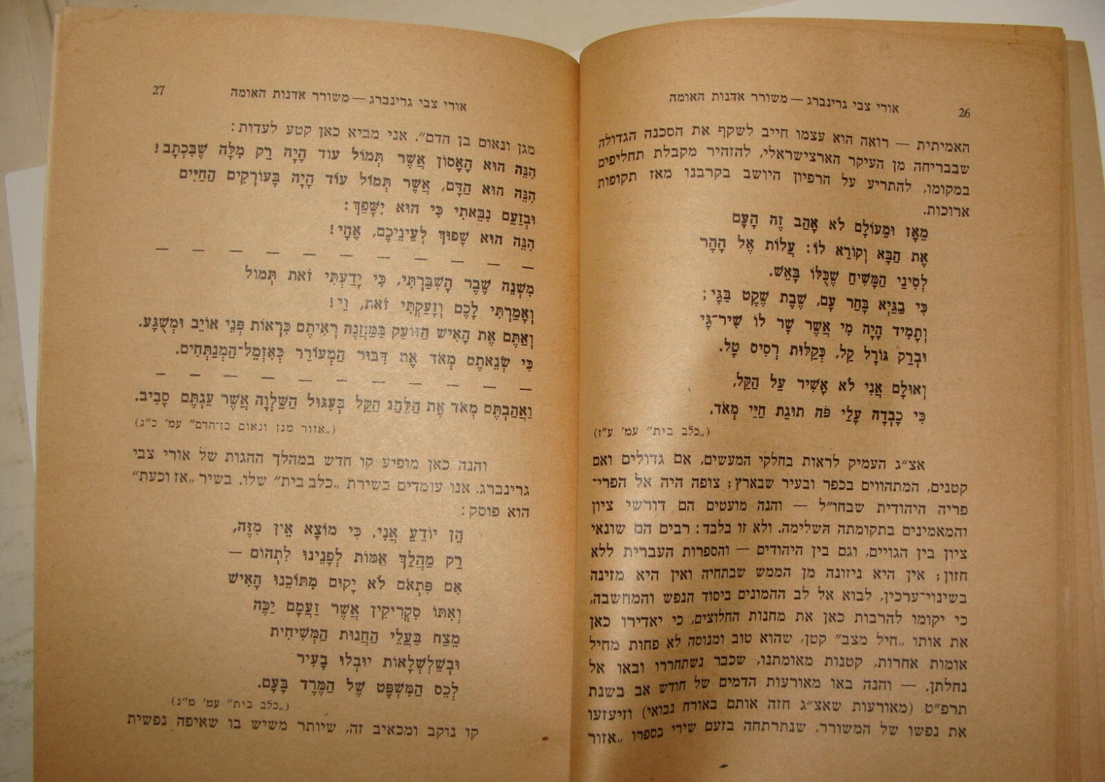 Book Jewish Judaica 1945 Palestine Israel Hebrew Poetry Uri Zvi Grinberg History