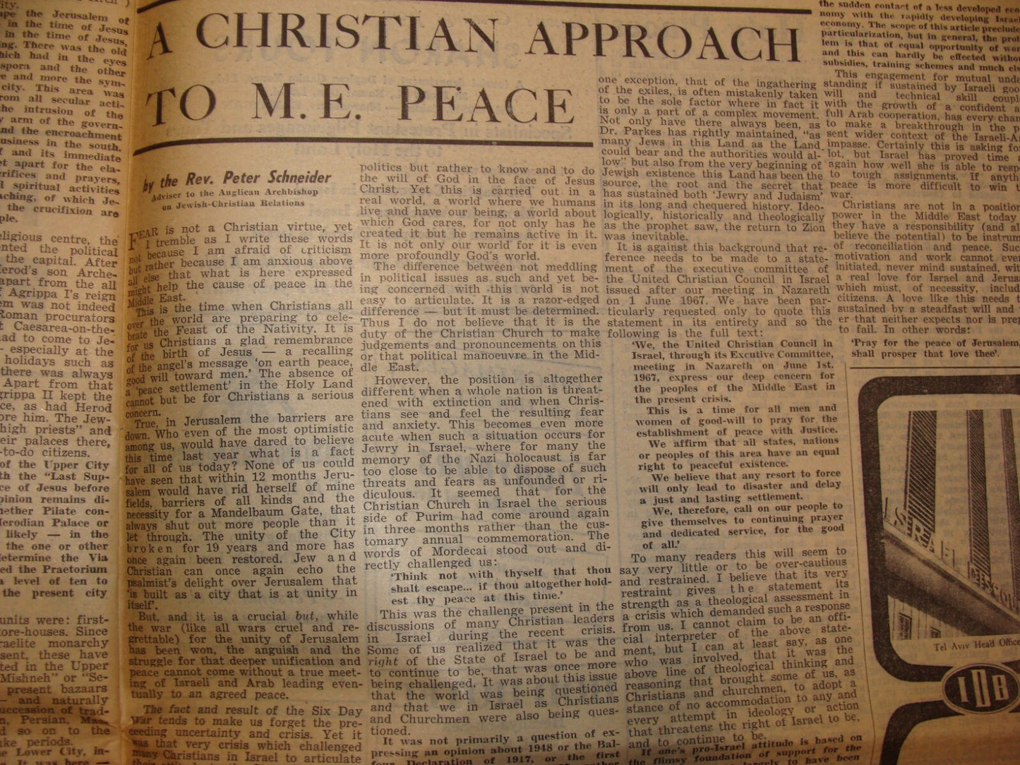 Newspaper Jewish 1967 Six Day War Jerusalem Post Israel Pilgrim EL AL Airlines