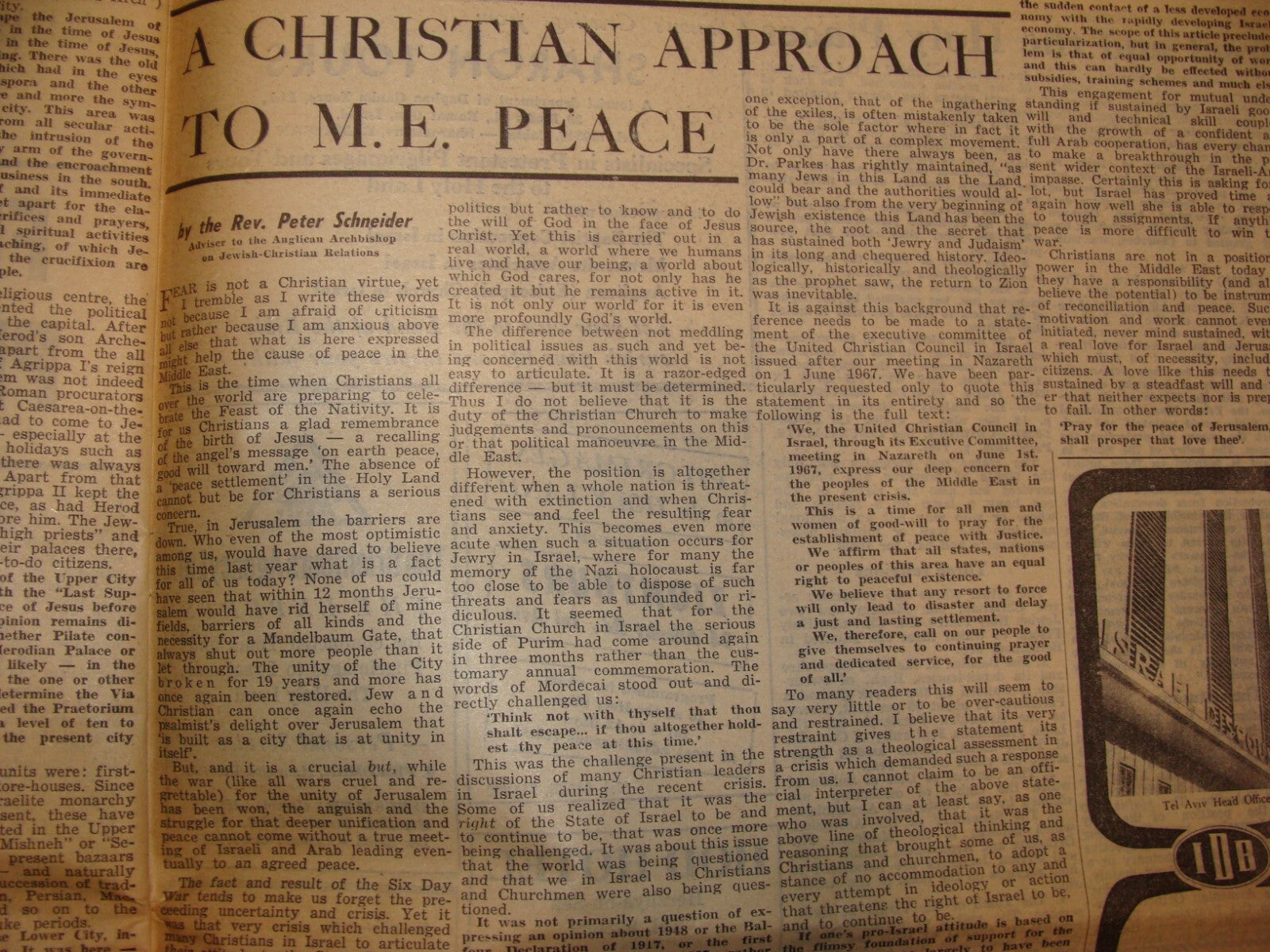 Newspaper Jewish 1967 Six Day War Jerusalem Post Israel Pilgrim EL AL Airlines