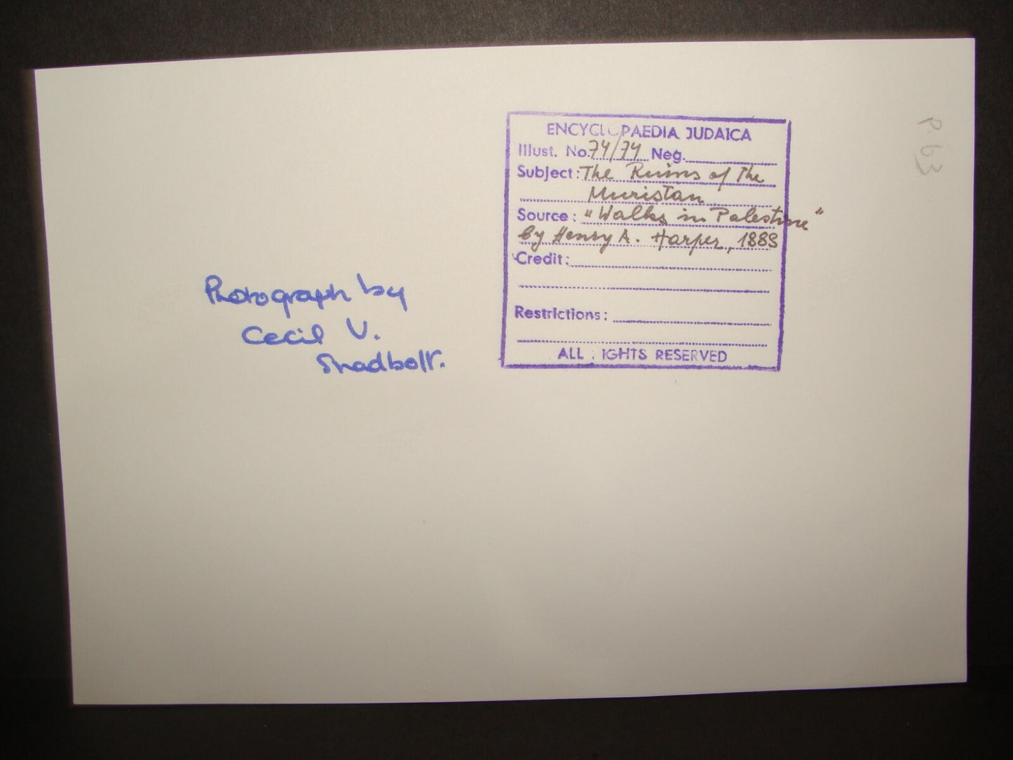 Photo Print Palestine Ad HQ CECIL SHADBOLT 1888 Jerusalem Muristan Walks in