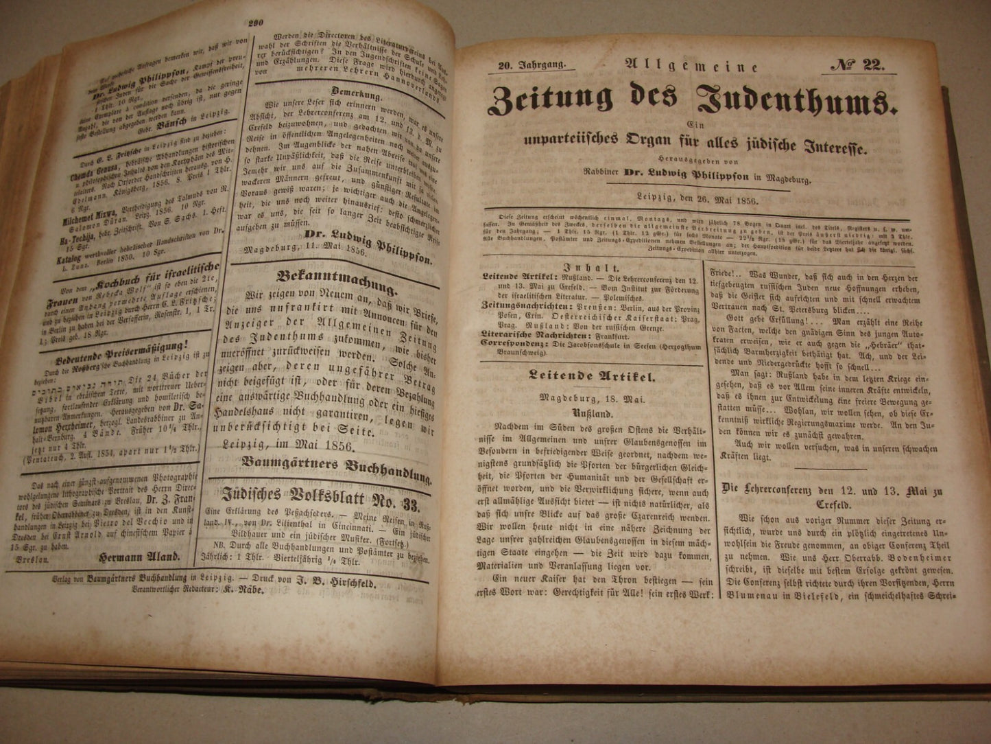 Germany Newspaper Jewish Book Judaica German Leipzig COMPLETE YEAR X52 ISSUES