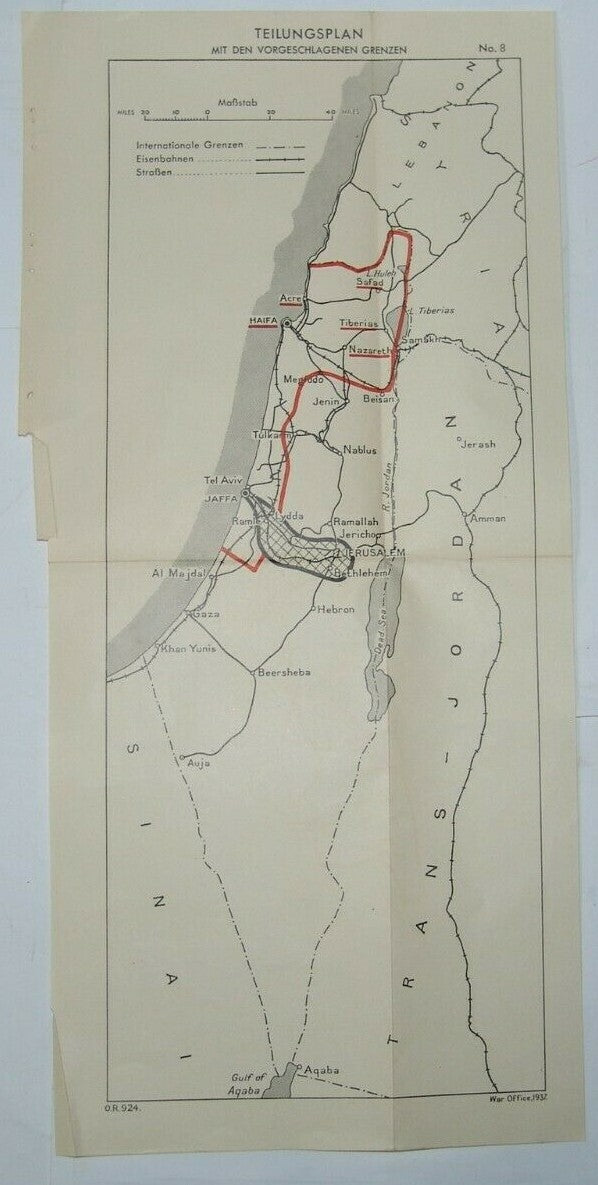 map Palestine Jewish Eretz Israel Peel Commission distribution plan border 1937