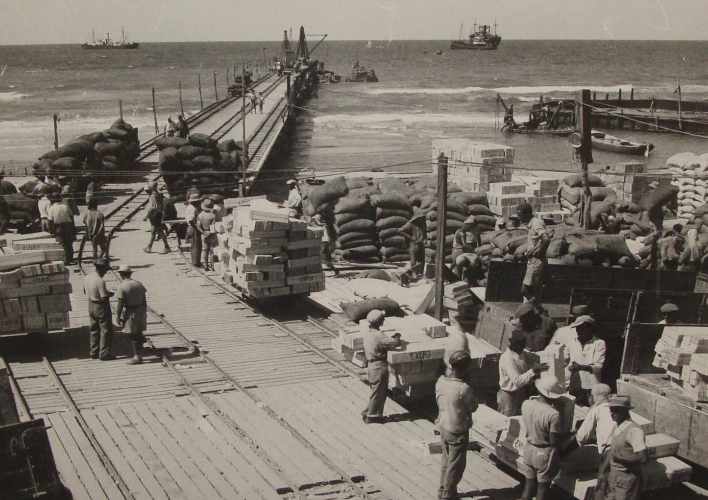 Photo Print, 1936 Palestine Israel TEL AVIV Port Workers Jewish Hebrew Judaica