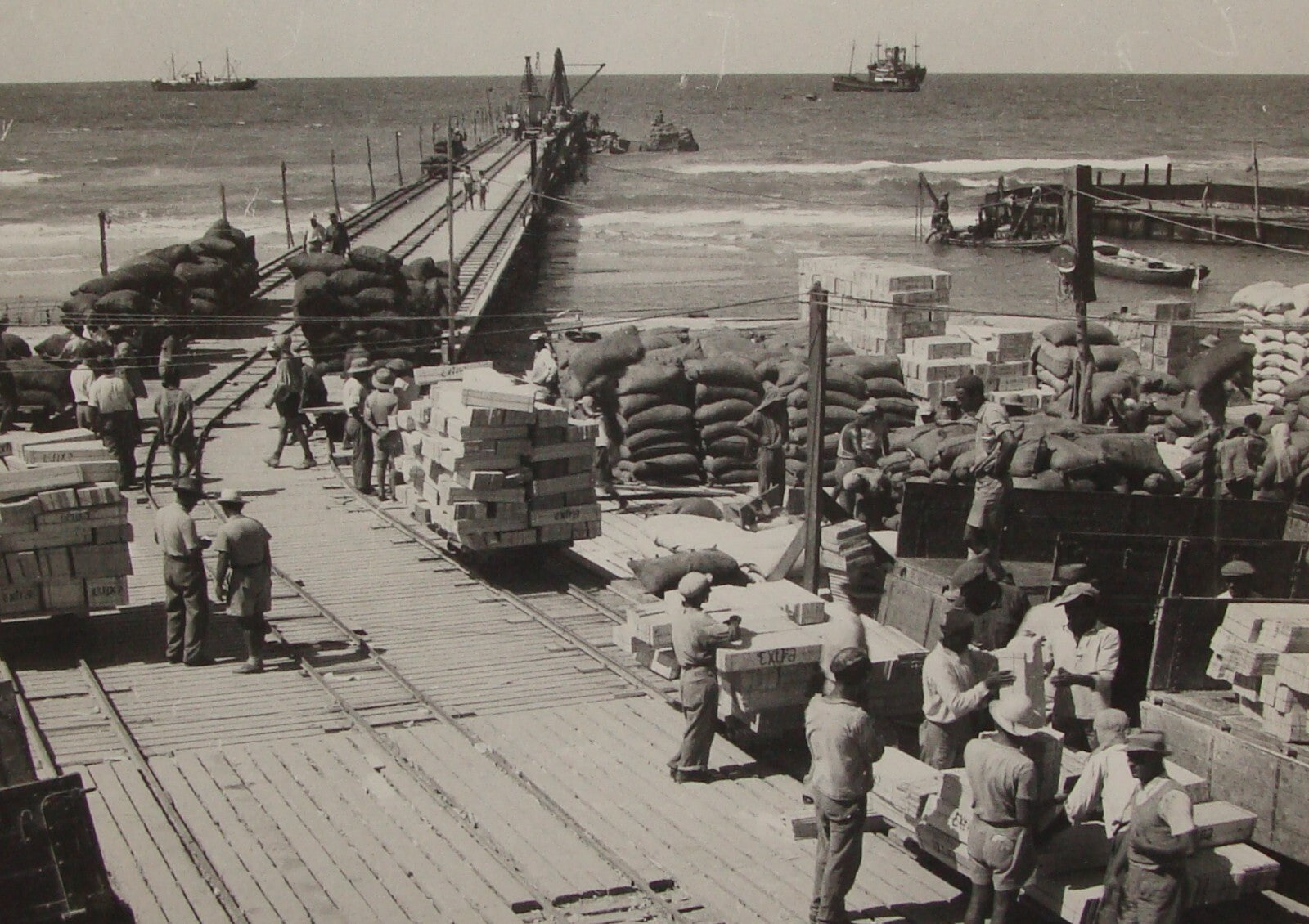 Photo Print, 1936 Palestine Israel TEL AVIV Port Workers Jewish Hebrew Judaica