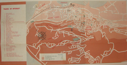 Map Jewish Judaica 1957 Israel Israeli HAIFA Tour Guide English