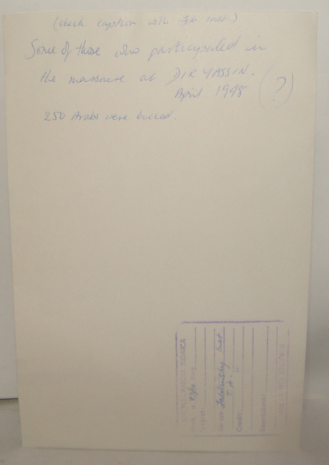 Pol Photo Print, Israel Israeli Independence War 1948 Arab Deir Yassin Etzel