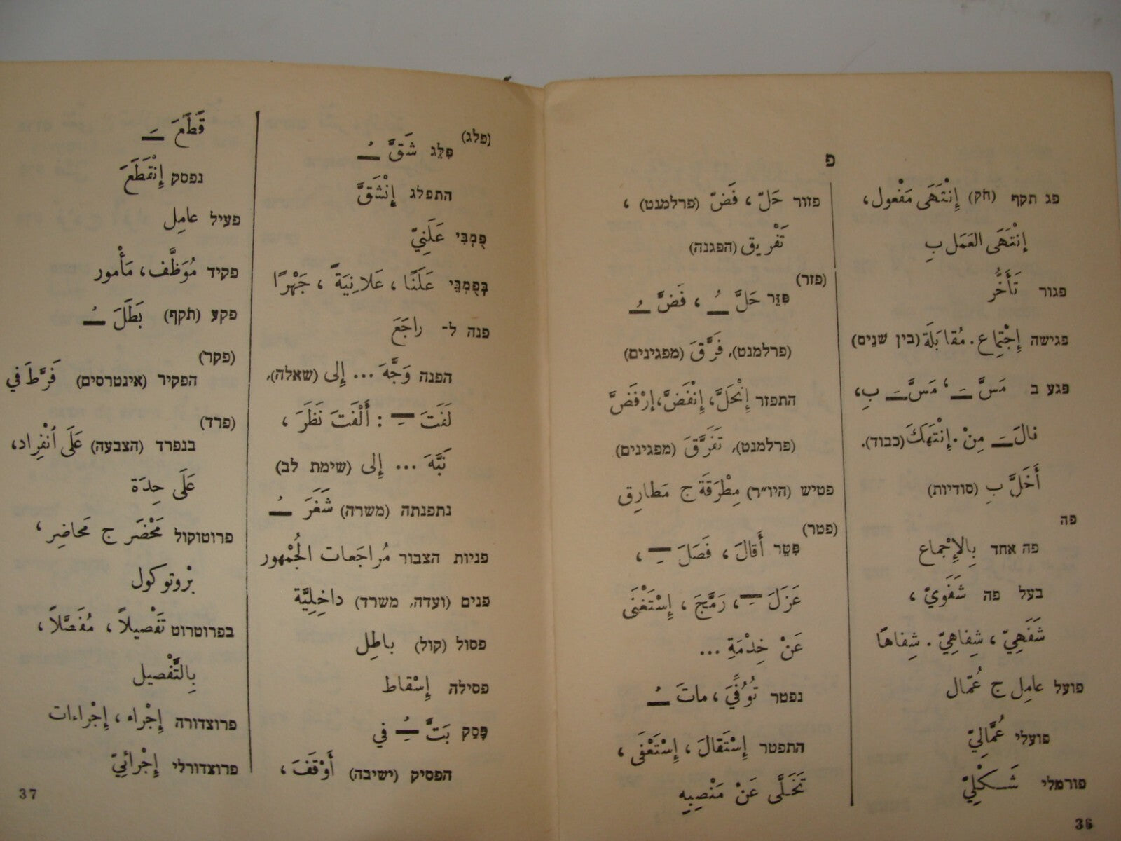 Pol Jewish Judaica Israeli Israel Hebrew Arab Dictionary 1962 Prime Minister