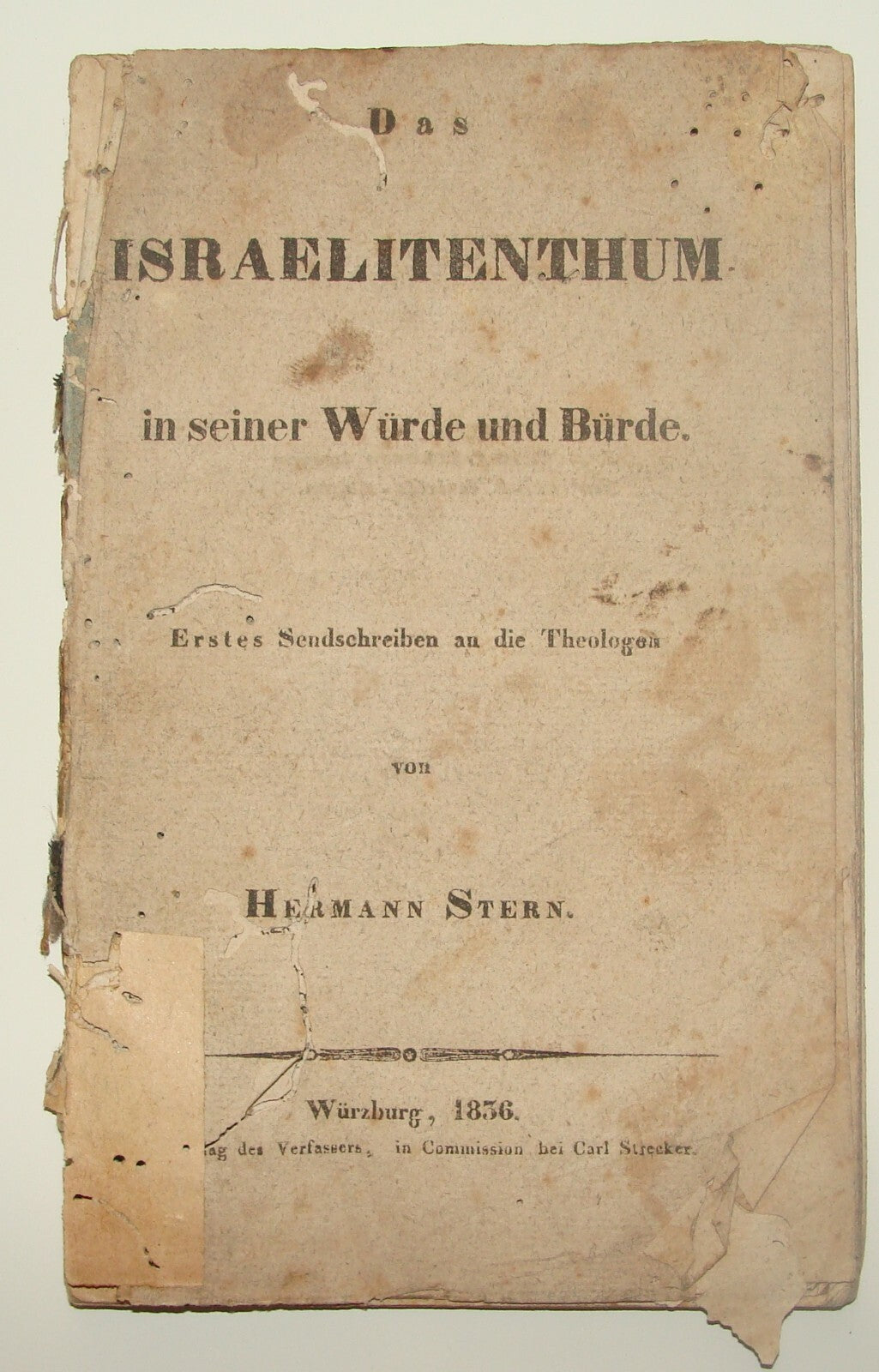 Germany RARE Jewish Judaica Antique 1836 Hermann Stern Das Israelitenthum German