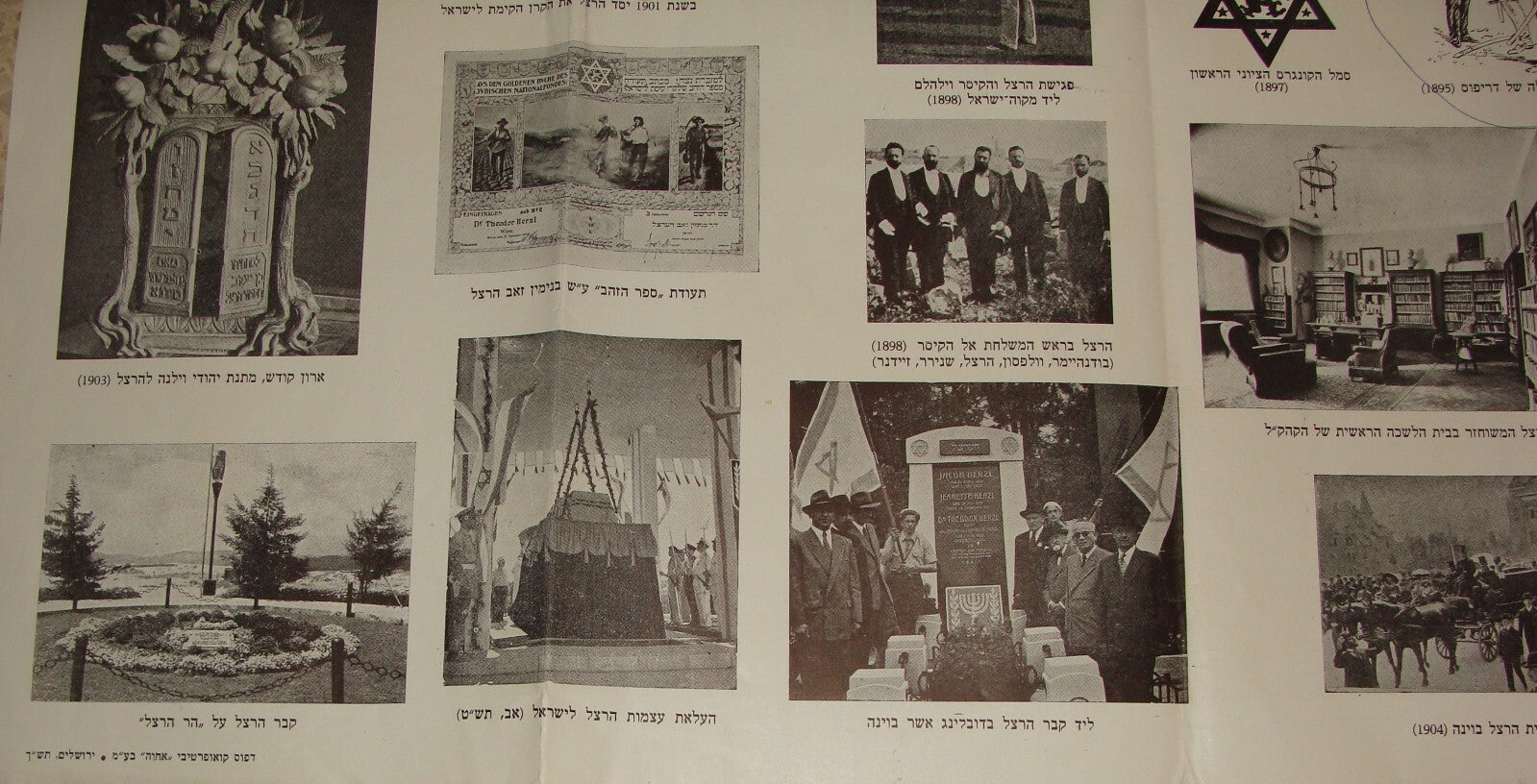Poster Jewish Judaica Israel Israeli Hebrew HERZL Memorial Zionist 1960