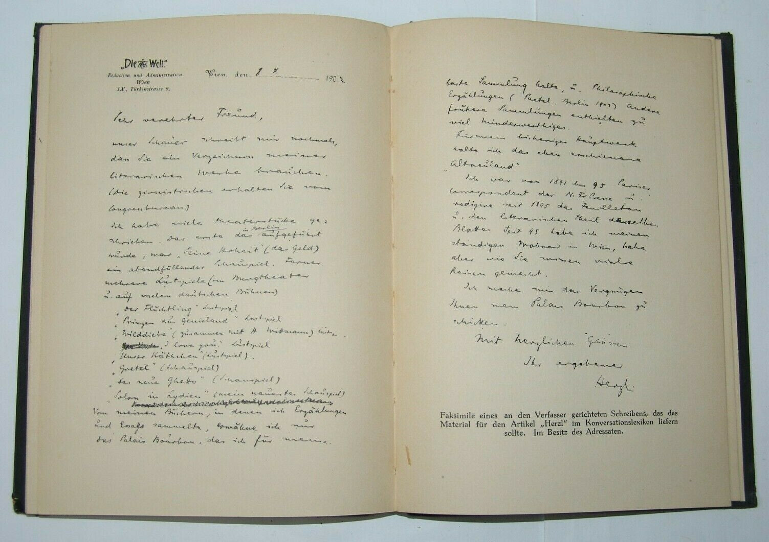 Jewish Judaica zionist zionism Das Leben Theodor Herzls Herzl by Friedemann 1914