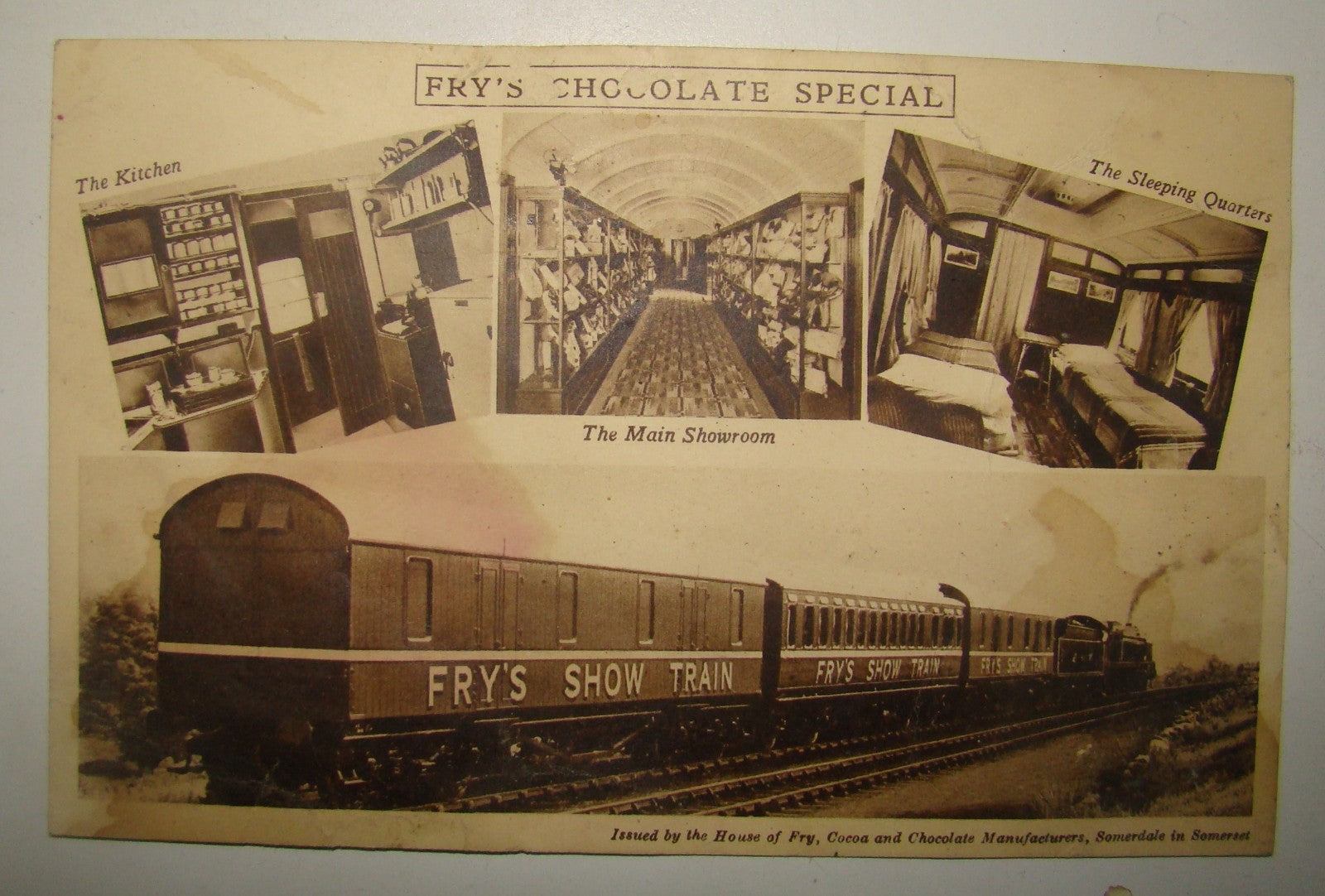 Fry's Chocolate Fry Manufacture Postcard Photo Show Train Britain Factory UK