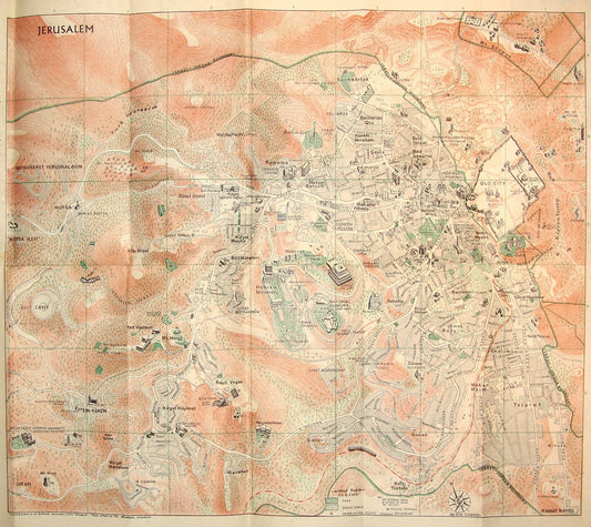 Map Jewish National Fund 1963 Israel Hebrew JERUSALEM Pre Six Day War Guide