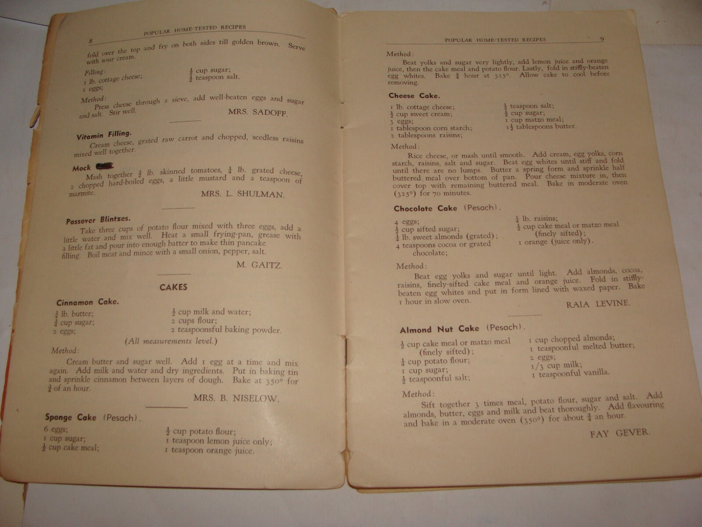 Book Jewish Judaica 1948 POPULAR HOME TESTED RECIPES South Africa Ladies Zionist