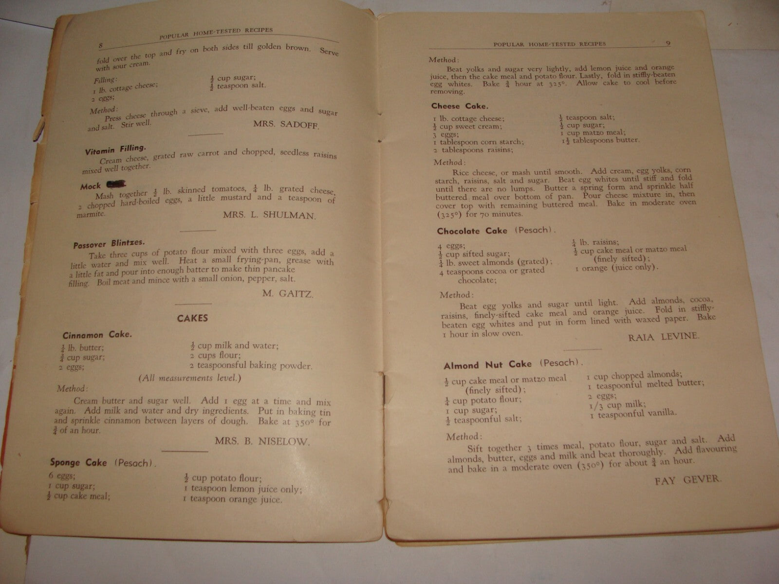 Book Jewish Judaica 1948 POPULAR HOME TESTED RECIPES South Africa Ladies Zionist