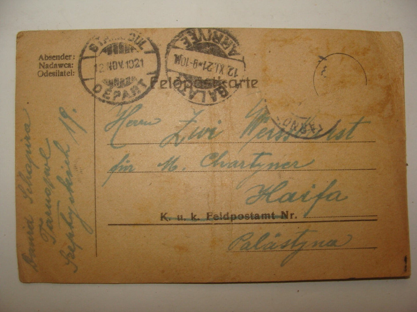 Letter Palestine Jewish 1921 German Tarnopol Ukraine To Istanbul Turkey Stamp