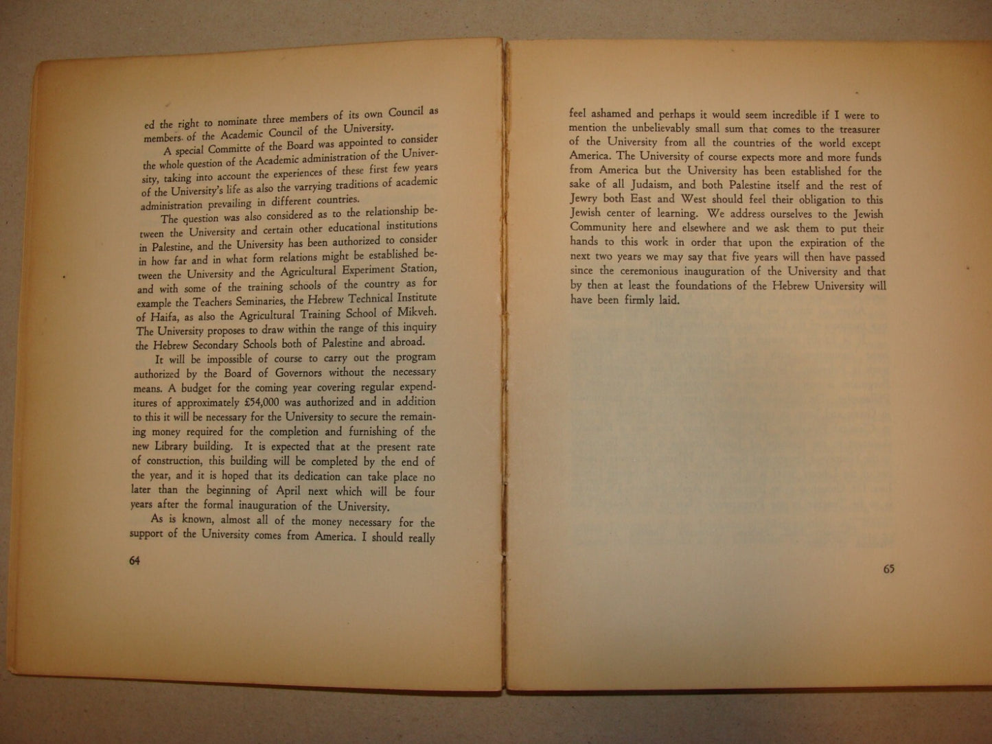 Book Jewish 1936 Palestine Israel Jerusalem Hebrew University Chancellor Magnes