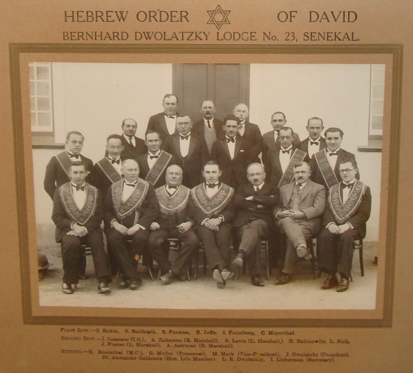 Photo Jewish 193? South Africa Senekal Masonic Lodge Hebrew Order of David