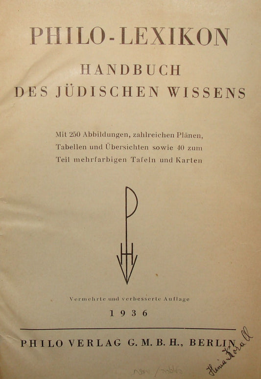 Germany Book Jewish Judaica 1936 German   Jews History Philo Lexicon