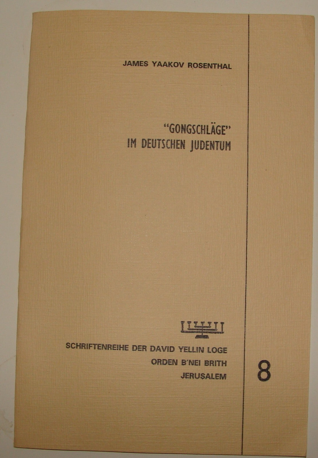 Jewish 1981 Israel Israeli Bnei Brith David Yellin Loge Masonic Style German