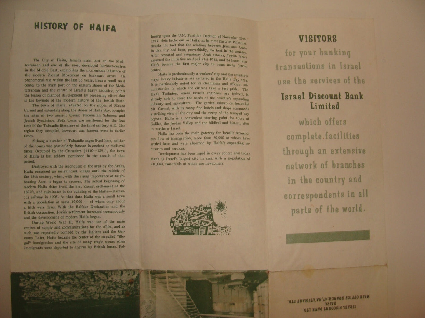 Jewish Judaica 1957 Israel Israeli HAIFA Map Tour Guide English