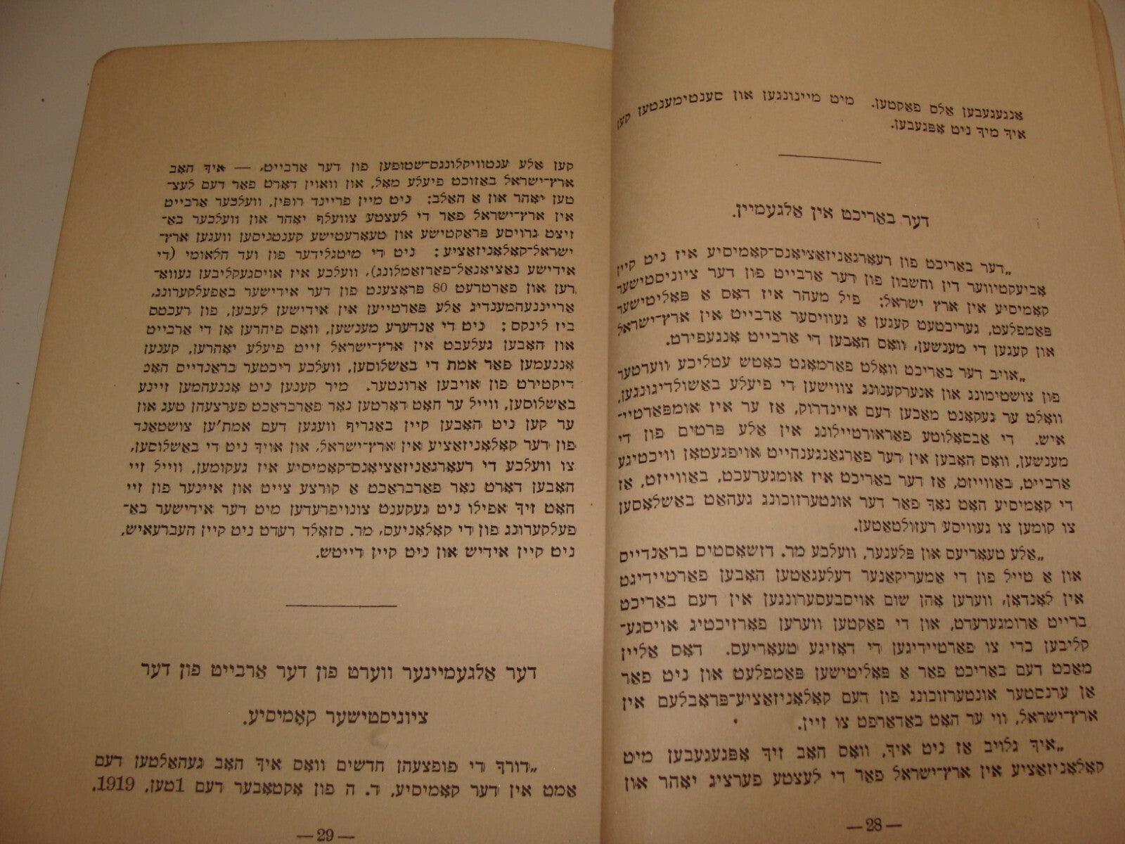 Book Jewish Judaica 1921 Zionist Yiddish Chaim Weizmann Ussishkin Arab Riots