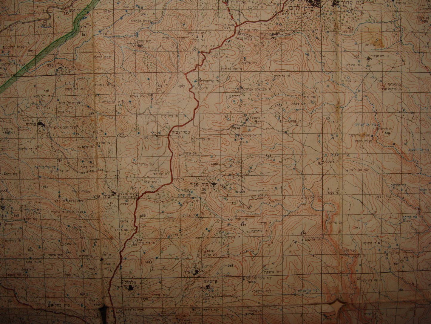 MAP Jewish Judaica 1962 Pre Six Day War Israel JERUSALEM Area Hebron Bethlehem