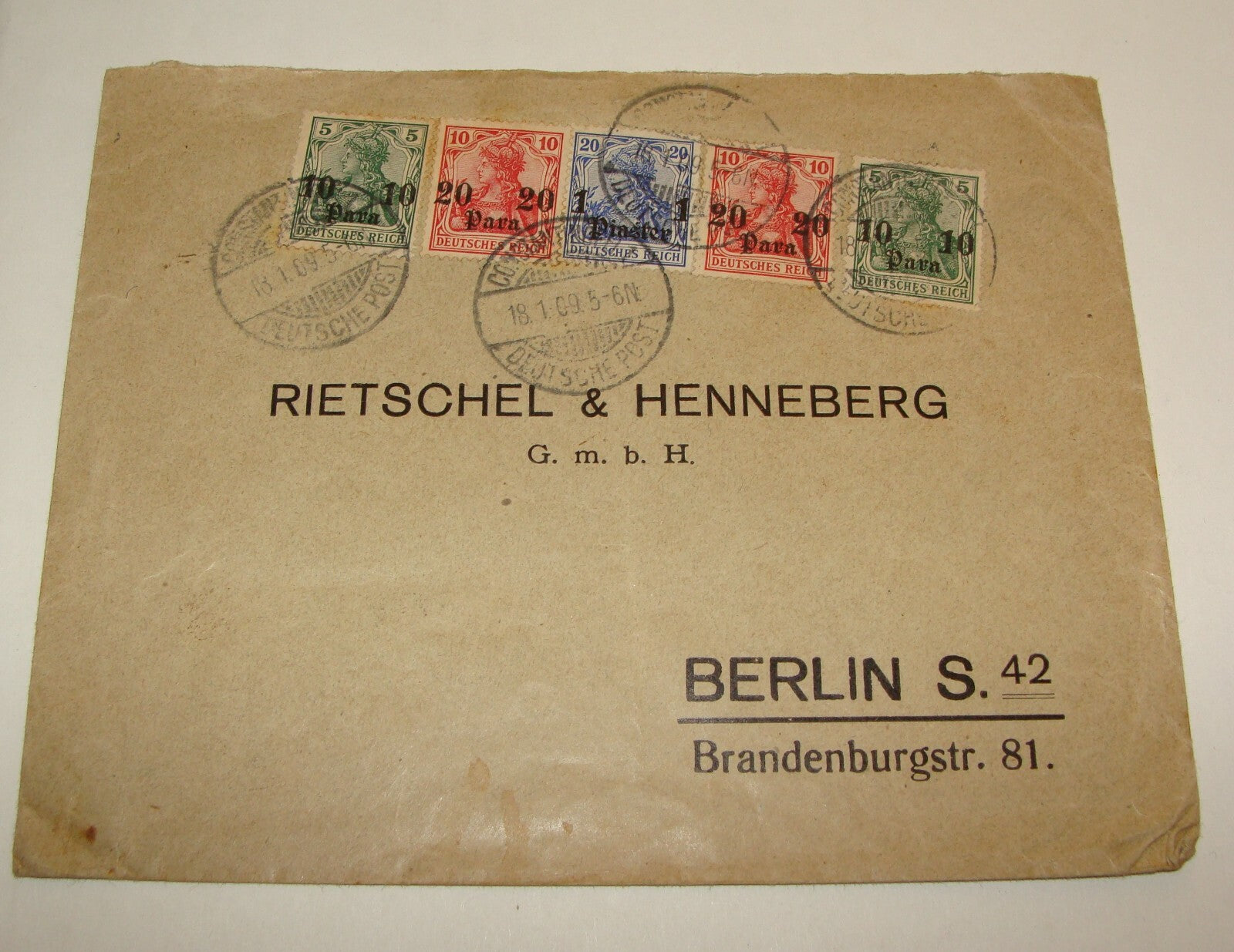 Germany   1909 RIETSCHEL & HENNEBERG Cover Company Berlin Stamp
