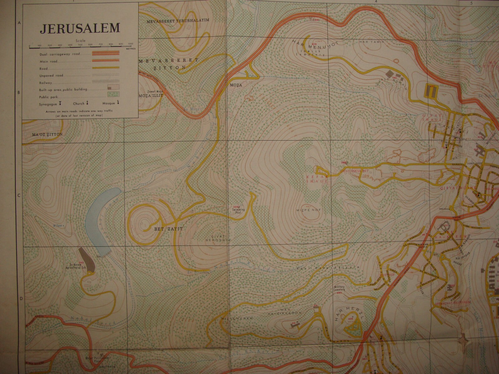 Map Jewish Israel Israeli JERUSALEM 1968 Post Six Day War LARGE 66x76 cm