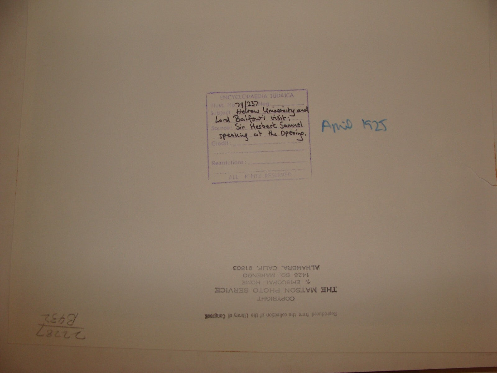 Photo Print Palestine MATSON 1925 Israel Jewish Hebrew University Opening