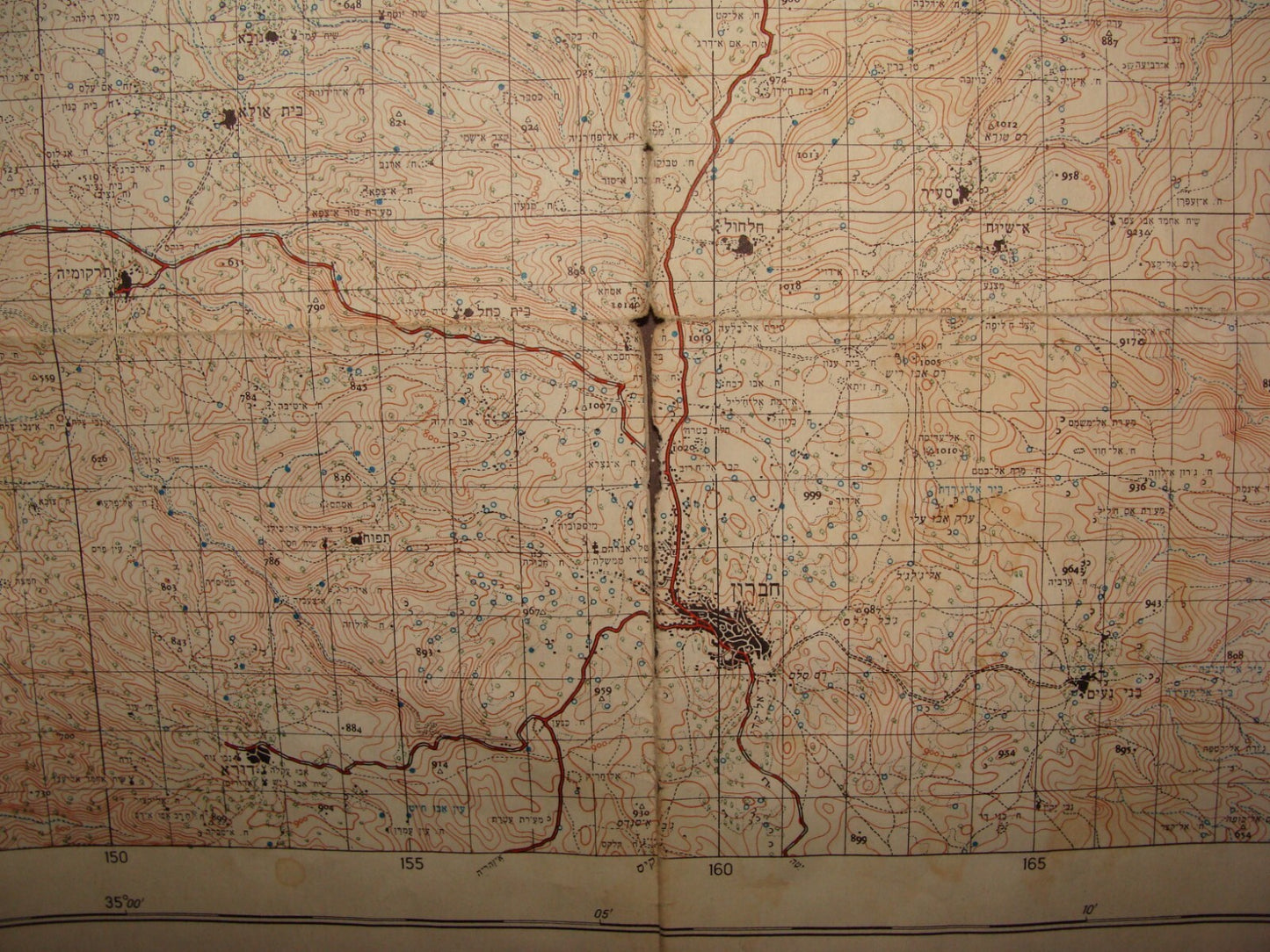 MAP Jewish Judaica 1962 Pre Six Day War Israel JERUSALEM Area Hebron Bethlehem