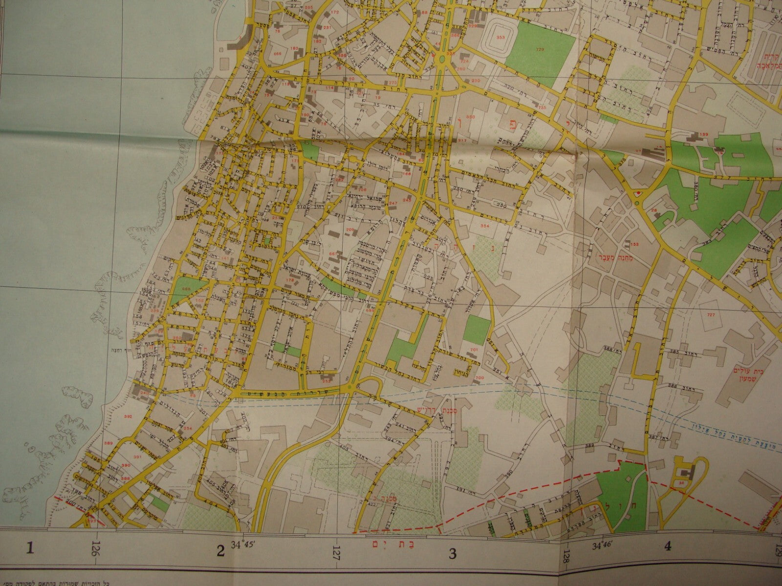 Map Jewish Israel 1964 TEL AVIV Ramat Gan Givatayim Bnei Brak Gush Dan