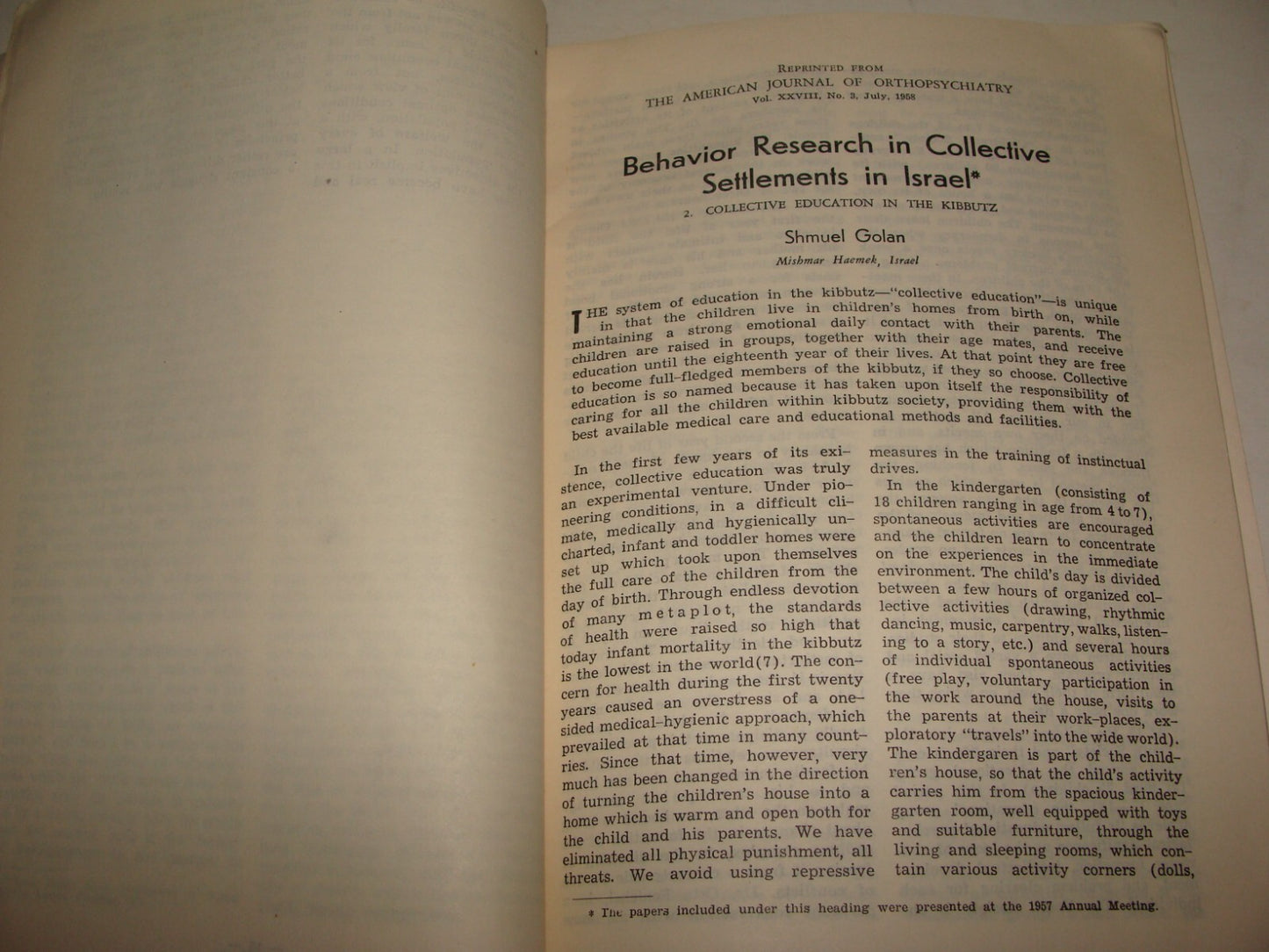 Book Jewish Judaica 1961 Israel Israeli KIBBUTZ COLLECTIVE EDUCATION Zionism