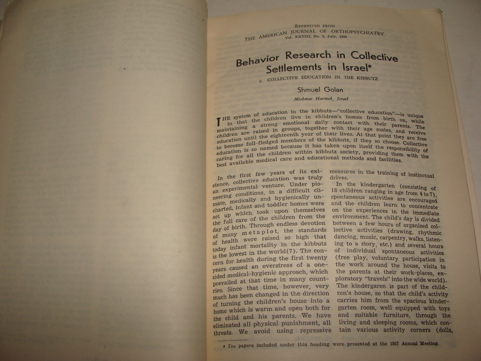 Book Jewish Judaica 1961 Israel Israeli KIBBUTZ COLLECTIVE EDUCATION Zionism