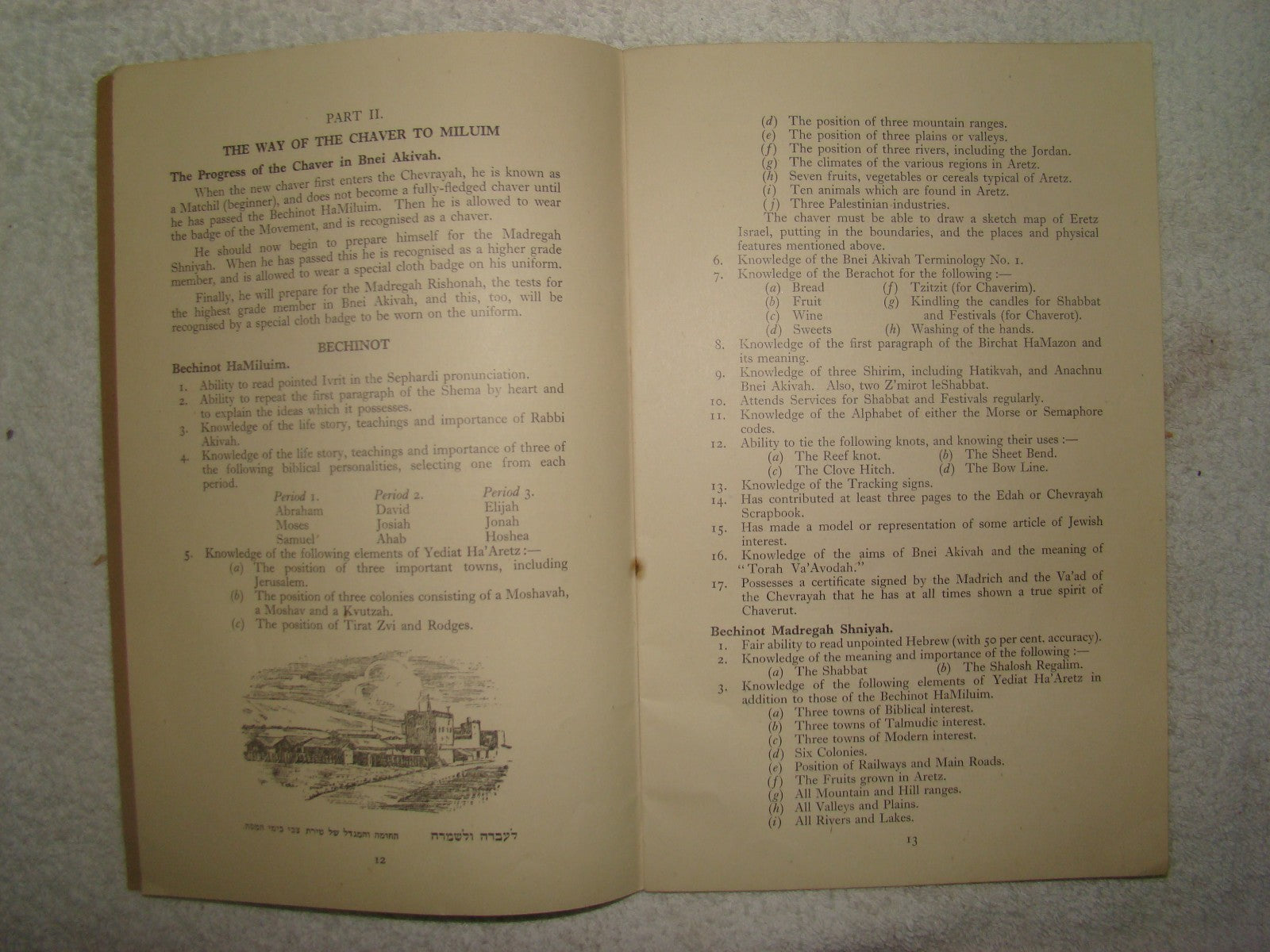 Jewish Youth WW2 1945 Bnei Akiva Handbook Britain Religious Zionist Map Hebrew