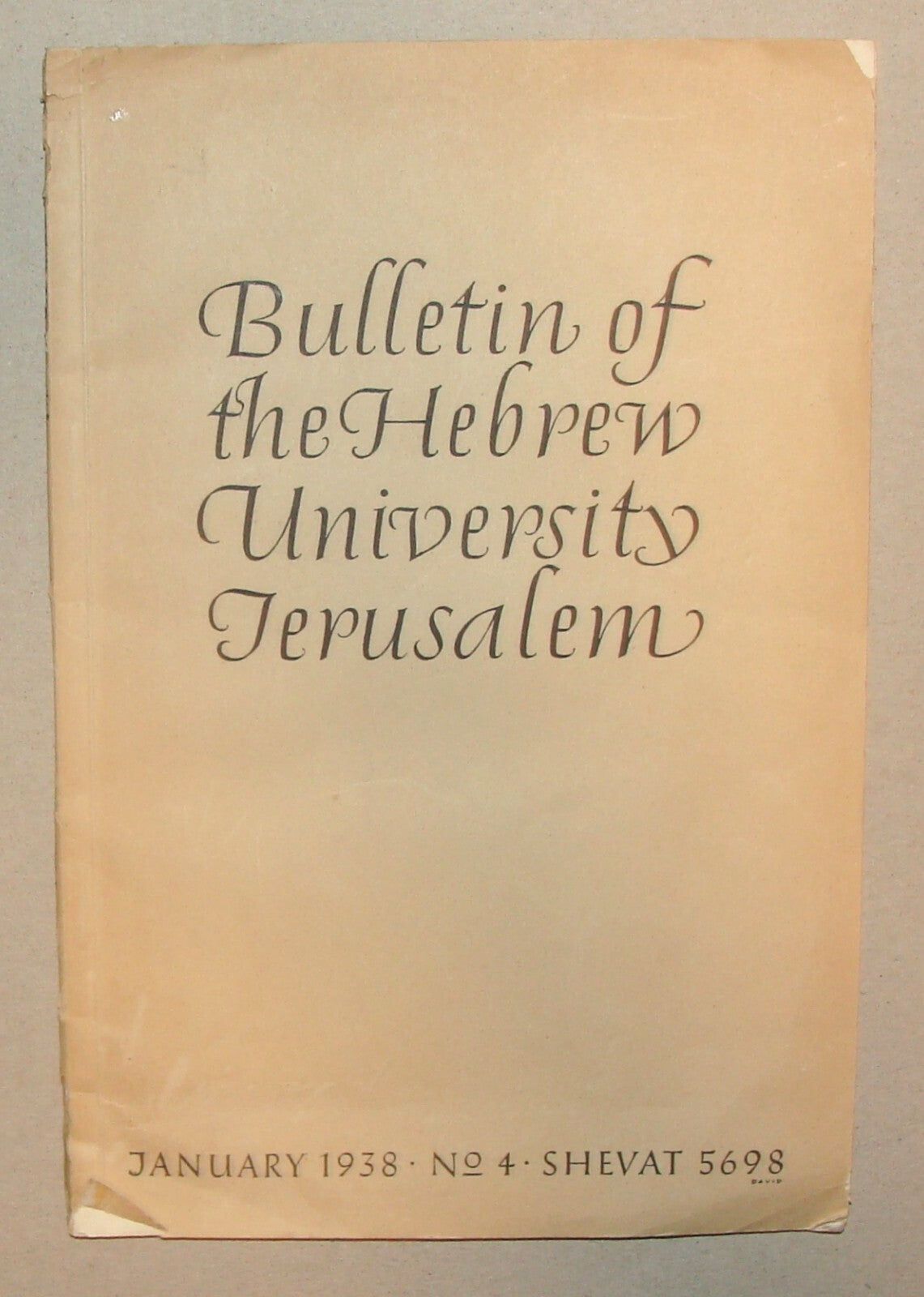 Bulletin Palestine Jewish Judaica 1938 Israel Jerusalem Hebrew University