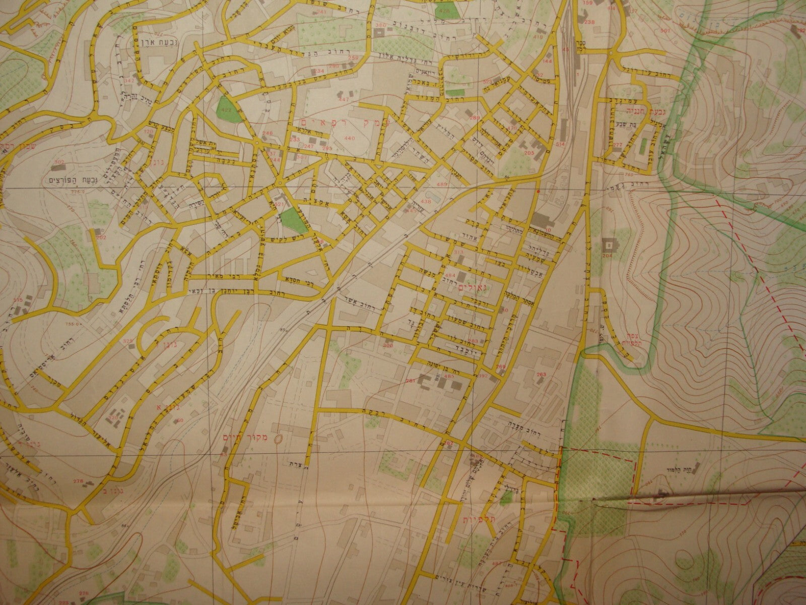 RARE Jewish Judaica Israel JERUSALEM Map Topographical 1966 PRE SIX DAY WAR