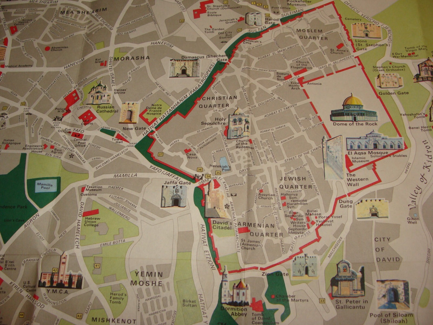 Map Jewish Judaica Israel Israeli JERUSALEM 1973 Tourist Guide
