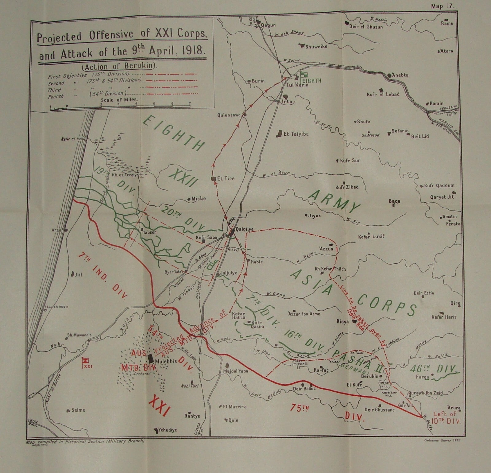 Palestine Israel Map Army Military WWI Turkish British Army Military BERUKIN