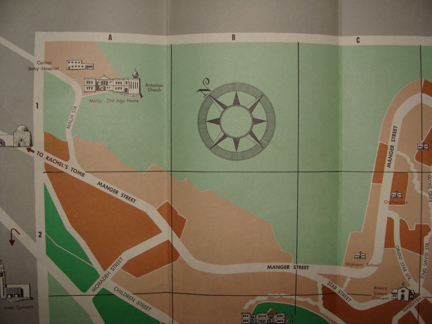 Map Palestine Vintage Israel West Bank BETHLEHEM Pictorial Brochure Guide