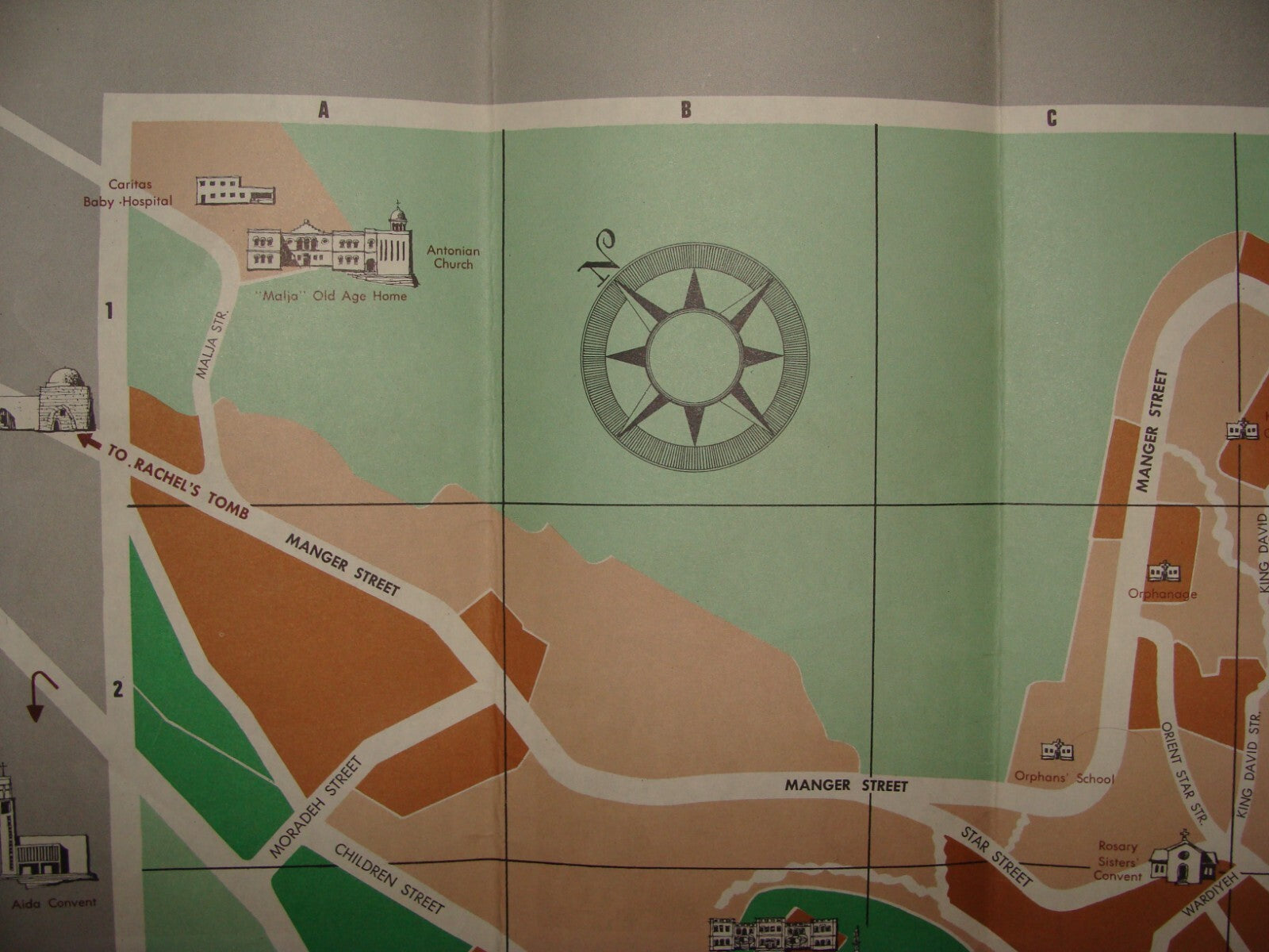 Map Palestine Vintage Israel West Bank BETHLEHEM Pictorial Brochure Guide