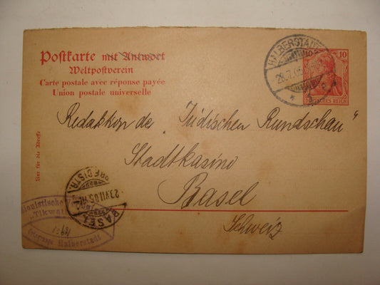 Germany Card Jewish Judaica 1905 Postcard Letter Zionist Halberstadt German To