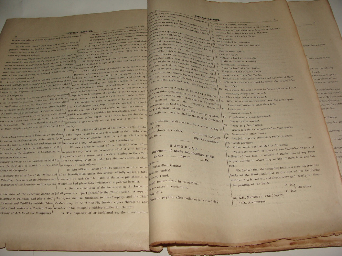 Pol Newspaper Palestine RARE British Government of Gazette 1921 ENGLISH & HEBREW