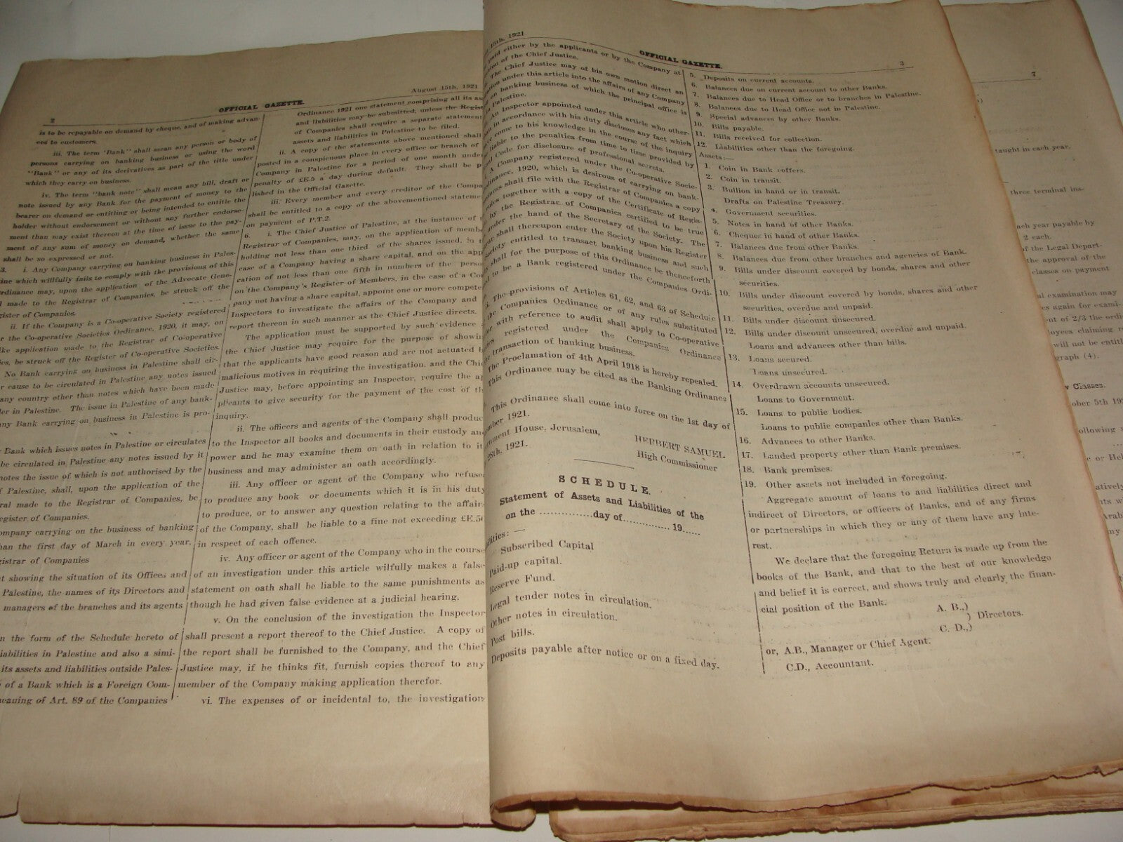 Pol Newspaper Palestine RARE British Government of Gazette 1921 ENGLISH & HEBREW