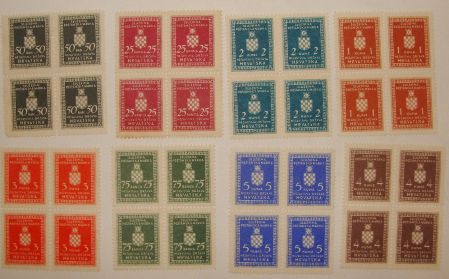 CROATIA 1942 Stamp Block Set No Gum