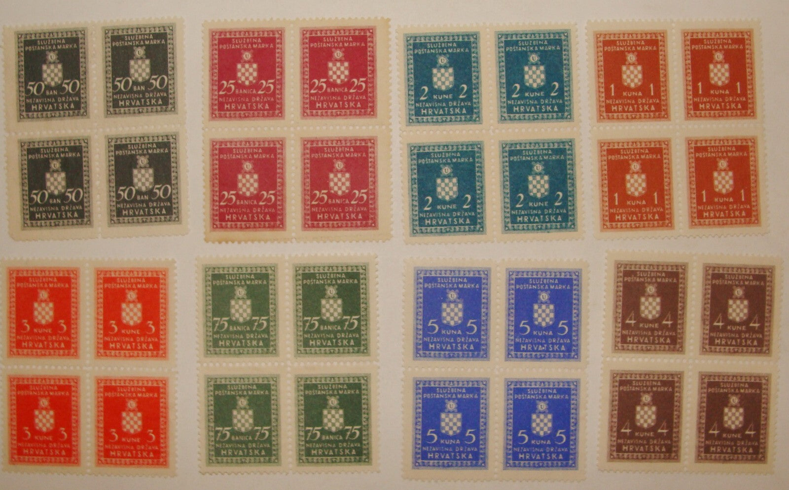 CROATIA 1942 Stamp Block Set No Gum
